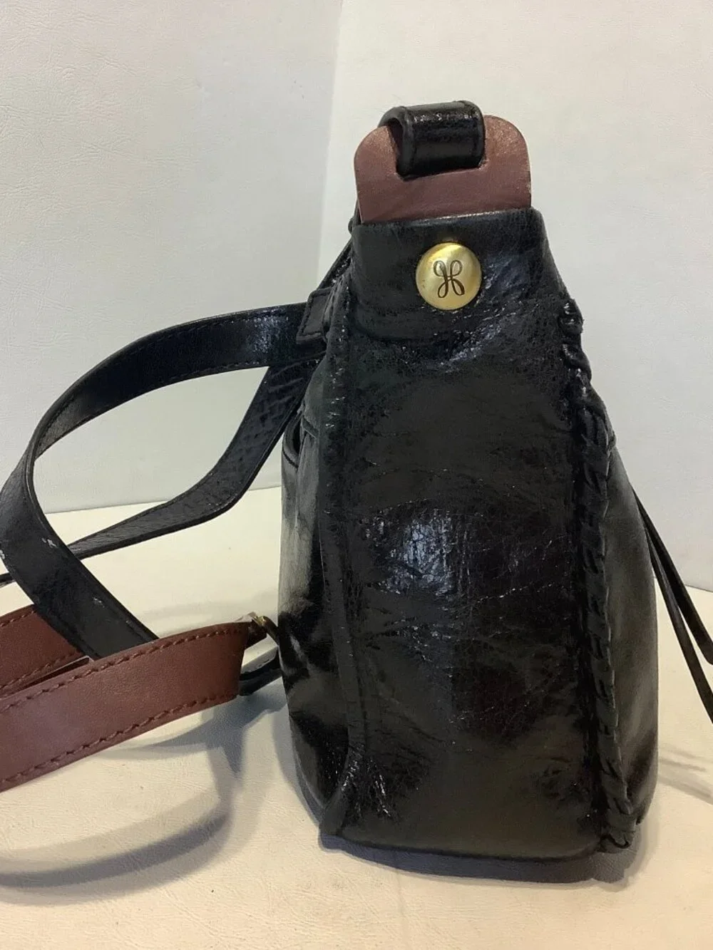 Hobo Banjo Leather Crossbody Purse Bag Black Small